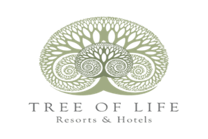 Tree with in a tree with Tree of life resorts and hotels written